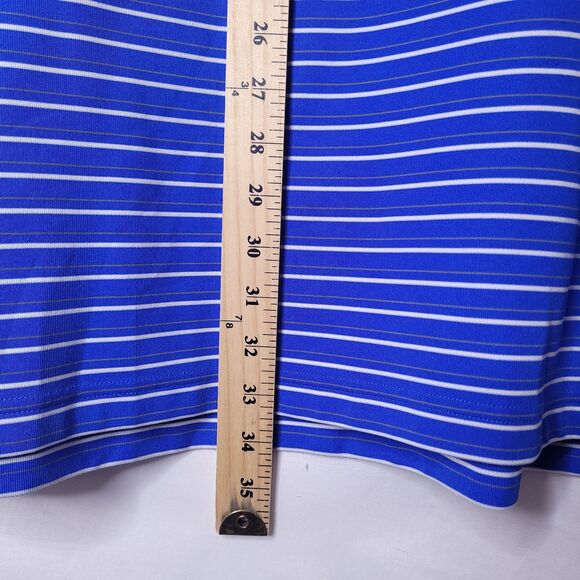 Under Armour Polo Shirt Mens Large Striped Blue White Performance Loose HeatGear - Picture 7 of 12